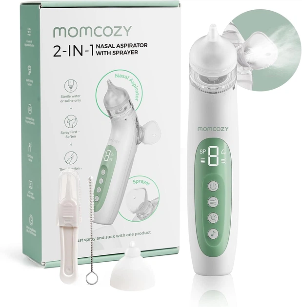 Електричний назальний аспіратор Momcozy BN007 BreezyClear 2 в 1 для дітей з функцією розпилення, 65 кПа, 4 режими, портативний - Фото 1 Електричний назальний аспіратор Momcozy BN007 BreezyClear 2 в 1 для дітей з функцією розпилення, 65 кПа, 4 режими, портативний - изображение 1