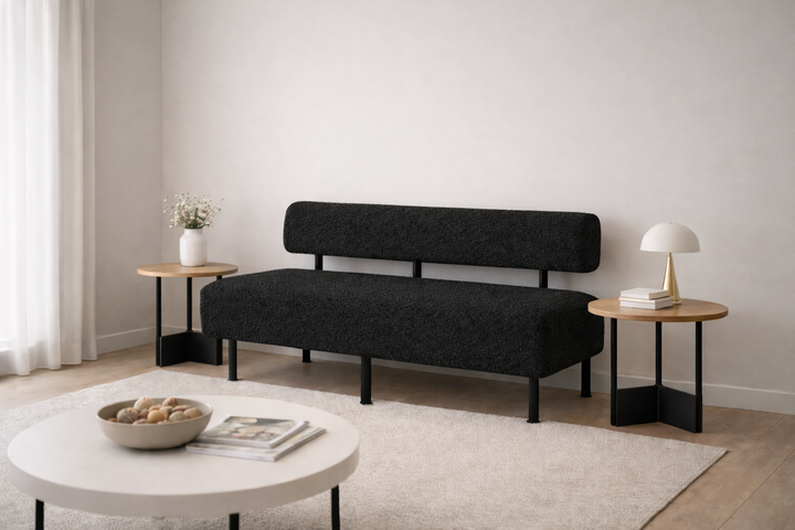 Диван компактный Tobi Sho Люмо для офиса, гостиной, студии, салона, 1800х540х750 букле Alpaca Черный/99 - изображение 3