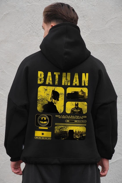Чоловіче Оверсайз Худі Толстовка На Флісі З Капюшоном Та Принтом Without OneSize Batman Black - Фото 1 Чоловіче Оверсайз Худі Толстовка На Флісі З Капюшоном Та Принтом Without OneSize Batman Black - зображення 1