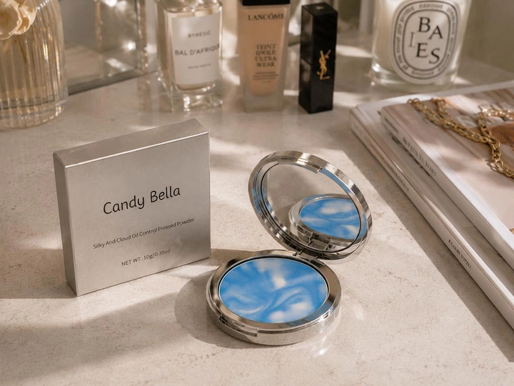 Восковая матированная пудра для лица Candy Bella 10 г компактная с матовым финишем для выравнивания тона кожи Голубая - Фото 2 Восковая матированная пудра для лица Candy Bella 10 г компактная с матовым финишем для выравнивания тона кожи Голубая - изображение 2