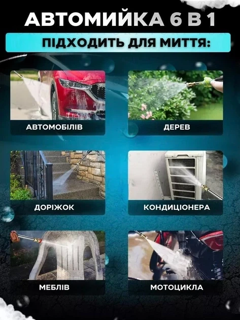 Беспроводной водяной пистолет XL287 Аккумуляторная минимойка высокого давления для авто 2 аккум - изображение 4