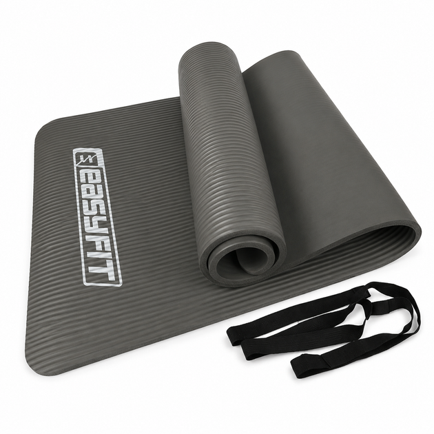Килимок EasyFit для пілатесу та фітнесу, 180x60 см, товщина 10 мм, NBR, сірий - Фото 1 Килимок EasyFit для пілатесу та фітнесу, 180x60 см, товщина 10 мм, NBR, сірий - изображение 1