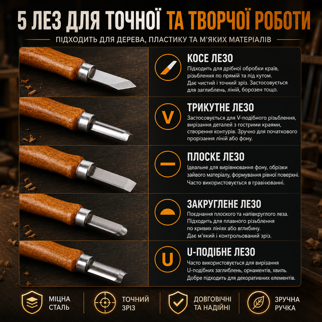 Набор для резьбы по дереву DIY 17 в 1 - изображение 3