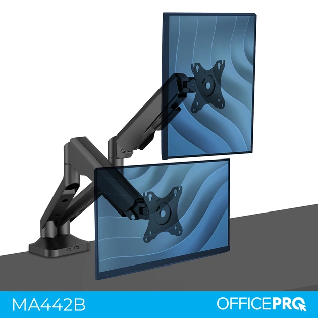 Настільне кріплення для двох моніторів OfficePro MA442B із пружиною 17-35" 2~12 кг Black - Фото 6 Настільне кріплення для двох моніторів OfficePro MA442B із пружиною 17-35" 2~12 кг Black - зображення 6