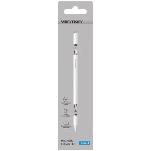 Стилус - ручка для ємнісних екранів 3-в-1 Magnetic Stylus Pen White Aluminum Alloy Type Vention (KQLW0) - зображення 8