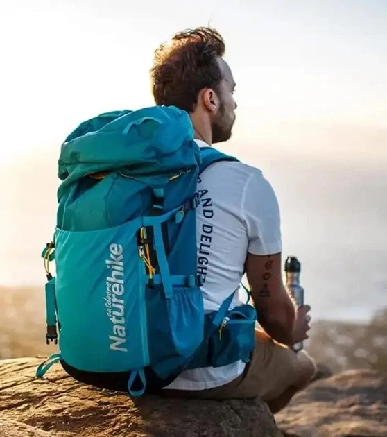 Туристический рюкзак Naturehike NH18Y045-Q 45 л алюминиевый каркас, вентиляция спинки Blue - изображение 5