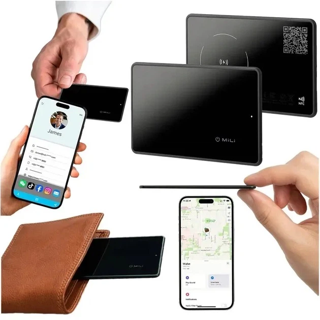 Bluetooth-локализатор + цифровая QR-визитница MiLi MiCard APL для Apple Find My Черный (6938012332526) - изображение 3