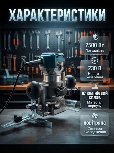 Фрезер ручной электрический BOXER 2500 Вт с набором 12 фрез цангами 6 и 8 мм регулировкой оборотов для фрезерования дерева пластика и обработки кромок - изображение 4