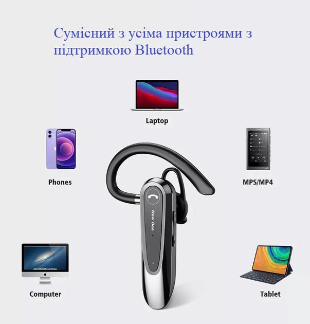 Бездротова Bluetooth гарнітура New Bee LC-B45 з активним шумозаглушенням ENC, Bluetooth 5.0, до 25 годин роботи, чохол у комплекті - Фото 8 Бездротова Bluetooth гарнітура New Bee LC-B45 з активним шумозаглушенням ENC, Bluetooth 5.0, до 25 годин роботи, чохол у комплекті - зображення 8