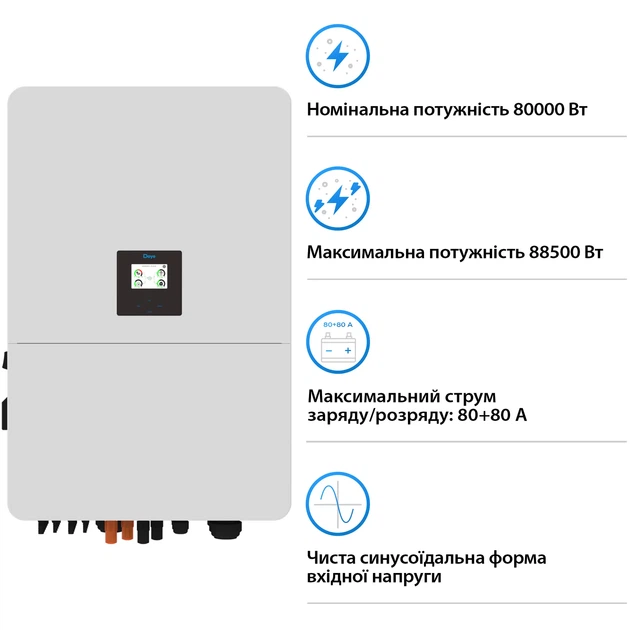 Система зберігання енергії DEYE SUN-80K-SG02HP3-EU-EM6 80kW 241.2kWh 1BAT LiFePO4 ≥8000 циклів (SV-3DE80K1-HDE240K1-1) - зображення 2