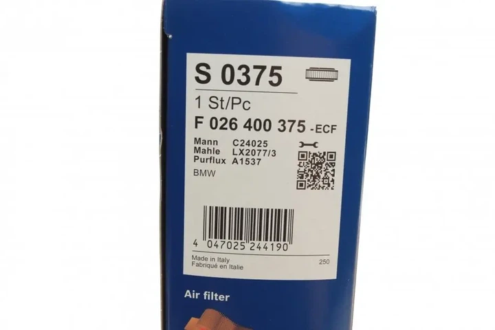 Фільтр повітряний BMW 3 (F30/F80) 11- (benzin) (N13/N20/N26/B48) BOSCH F 026 400 375 - изображение 6