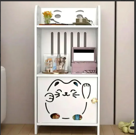 Детская тумба Котик 50×25×18 см, шкафчик с полками для книг, игрушек и мелочей, белый - изображение 6