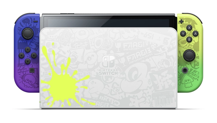 Консоль Nintendo Switch OLED Model HEG-001 Splatoon 3 Limited Edition Модифицированная 128GB Green Violet + 5 Встроенных Игр Б/У - изображение 4