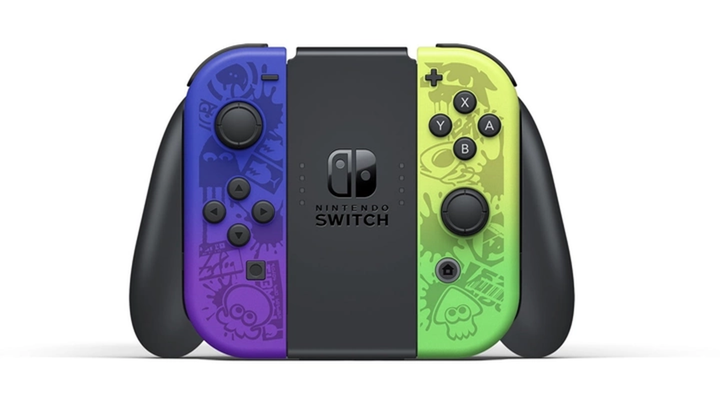 Консоль Nintendo Switch OLED Model HEG-001 Splatoon 3 Limited Edition Модифицированная 128GB Green Violet + 5 Встроенных Игр Б/У - изображение 5