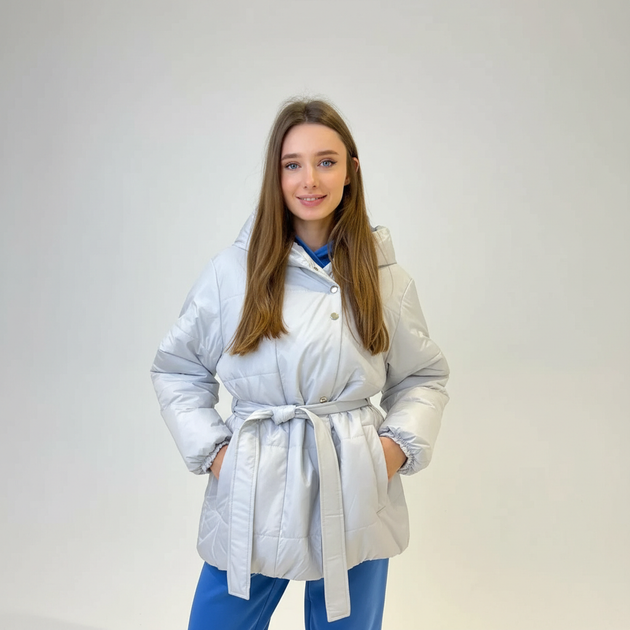 Куртка жіноча зимова плащова тканина перламутрова, XL-XXL - Фото 6 Куртка жіноча зимова плащова тканина перламутрова, XL-XXL - изображение 6