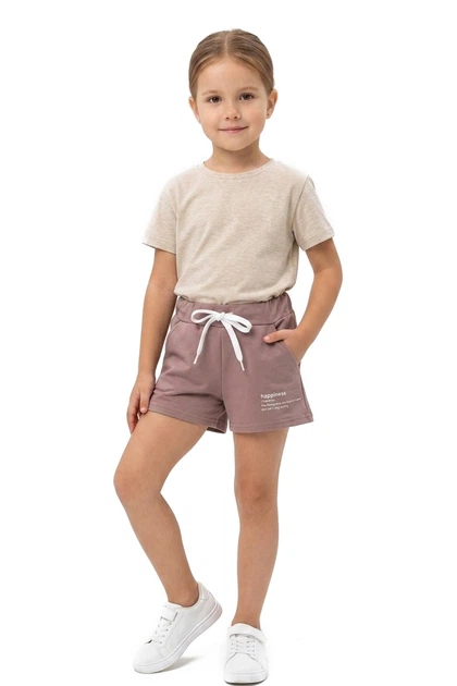 Шорты детские для девочки цвета мокко KIDS рост 128 (216715) - Фото 1 Шорты детские для девочки цвета мокко KIDS рост 128 (216715) - изображение 1