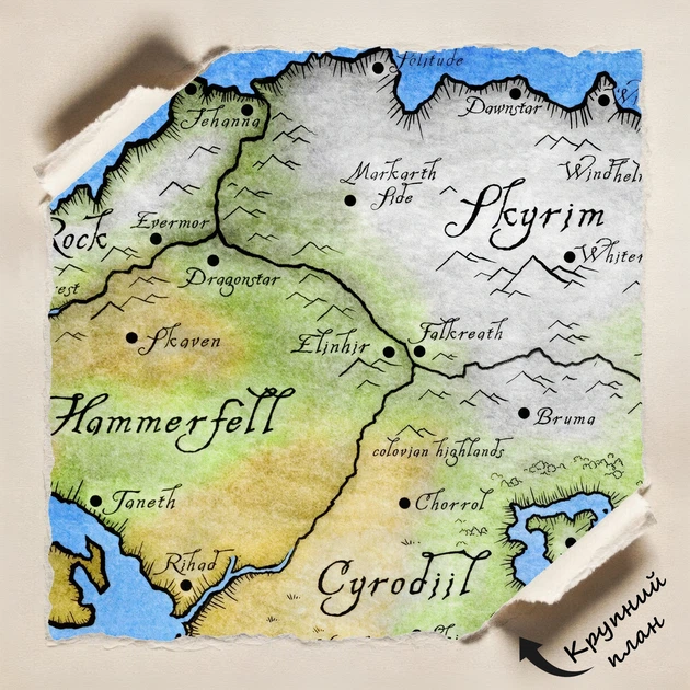 Постер Тамріель, карта, Tamriel, Elder Scrolls, TES, декор кімнати геймера, A2 43×60 см (id6586) - зображення 4