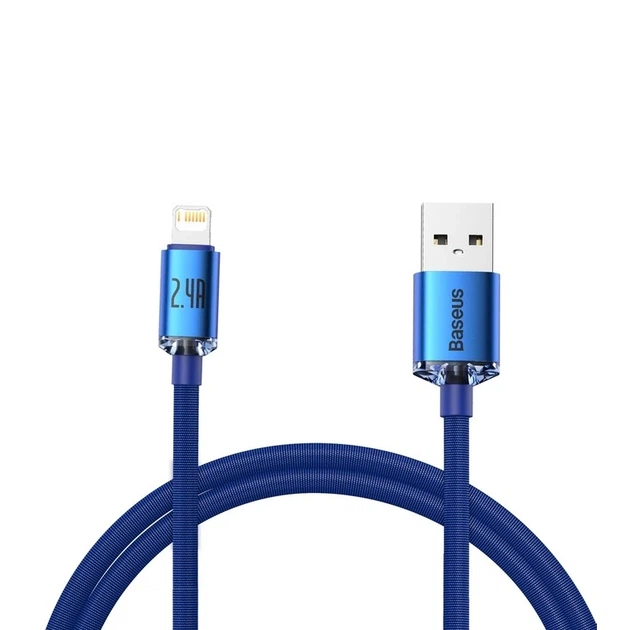 Кабель Baseus Crystal Shine Series Fast Charging Data Cable USB to iP 2.4A 2m Blue - Фото 1 Кабель Baseus Crystal Shine Series Fast Charging Data Cable USB to iP 2.4A 2m Blue - изображение 1