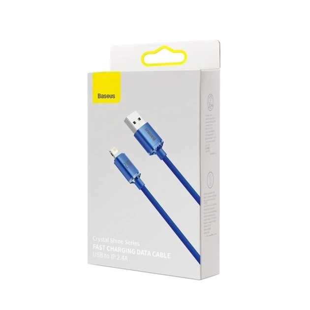 Кабель Baseus Crystal Shine Series Fast Charging Data Cable USB to iP 2.4A 2m Blue - Фото 2 Кабель Baseus Crystal Shine Series Fast Charging Data Cable USB to iP 2.4A 2m Blue - изображение 2