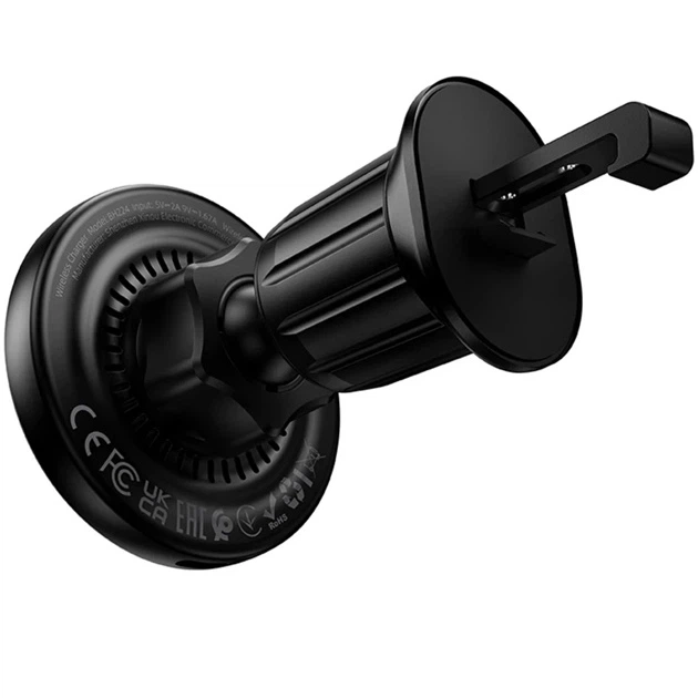 Автомобильный держатель с беспроводной зарядкой BOROFONE BH224 Flash magnetic wireless fast charging car holder в дефлектор 15W и LED-подсветкой Черный - изображение 3