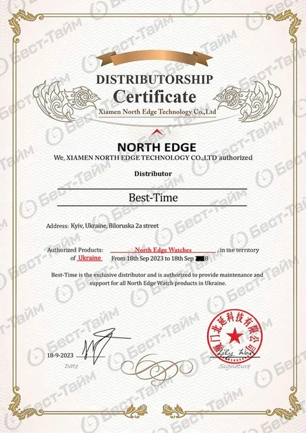 Часы наручные мужские North Edge Alps Stainless Black тактические с компасом 45 мм, 2 ремешка - изображение 10