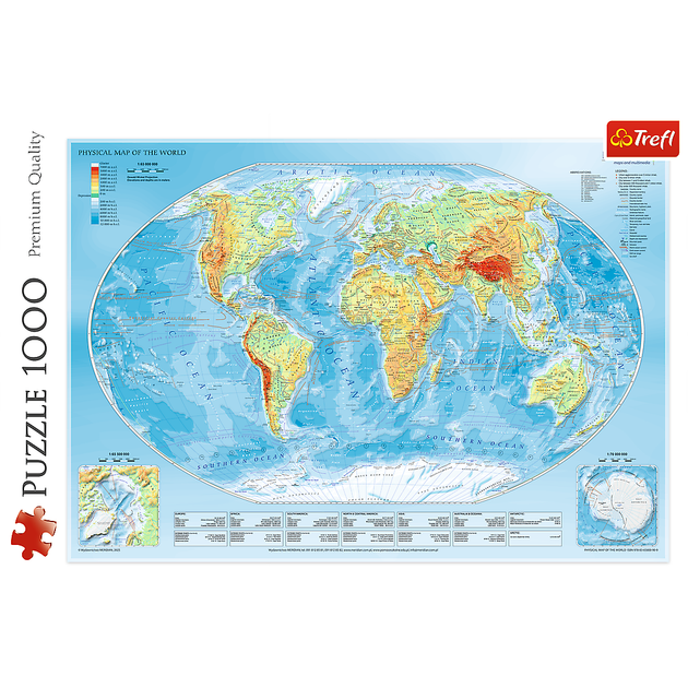 Puzzle Trefl Fizyczna mapa świata 1000 elementów (10463) - obraz 3