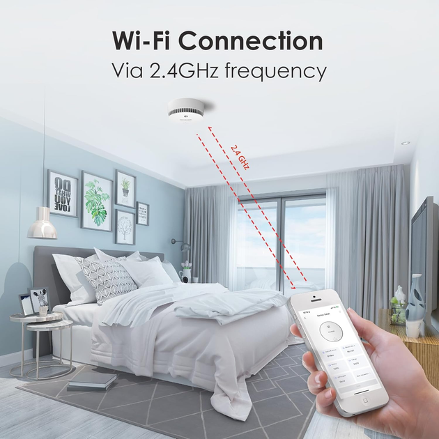 Дымовая сигнализация WISUALARM Wi-Fi 3 шт с фотоэлектрическим датчиком, уведомления на смартфон, 85 дБ, сменная батарея - изображение 3