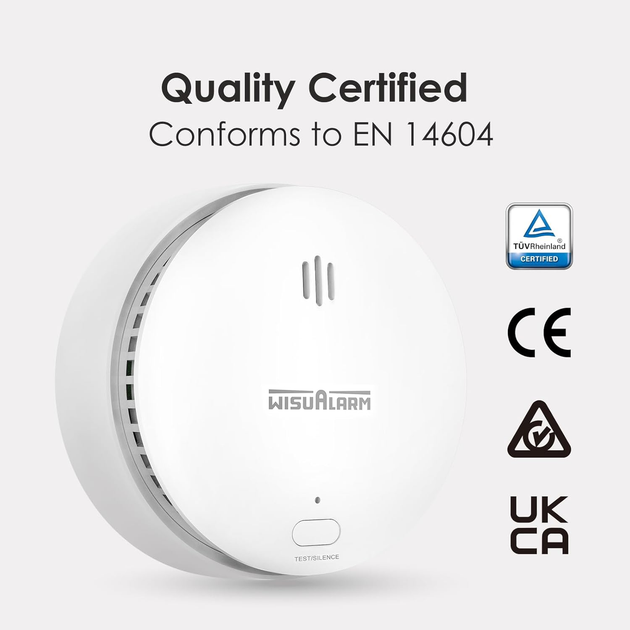 Дымовая сигнализация WISUALARM Wi-Fi 3 шт с фотоэлектрическим датчиком, уведомления на смартфон, 85 дБ, сменная батарея - изображение 7