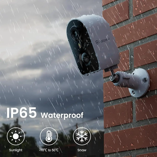Акумуляторна Wi-Fi камера відеоспостереження GALAYOU R2 Pro 2K, AI PIR, IP65, кольорове нічне бачення, сирена, Alexa - зображення 6