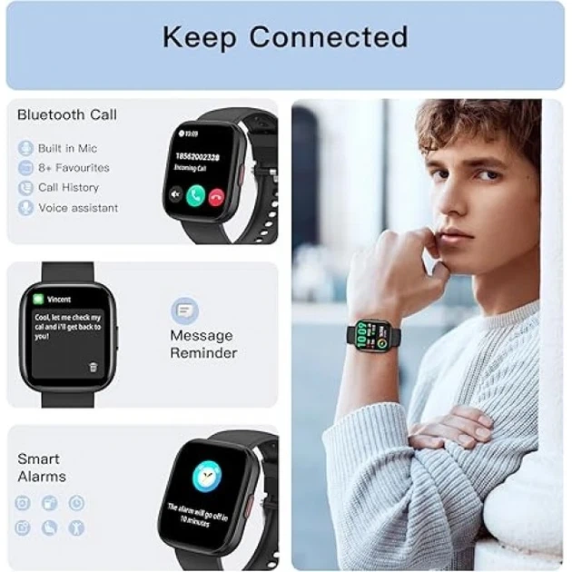 Смарт-часы Ddidbi P114 Black, Bluetooth 5.3, звонки, 1.85", IP68, пульс, SpO₂, 120+ спортивных режимов - Фото 8 Смарт-часы Ddidbi P114 Black, Bluetooth 5.3, звонки, 1.85", IP68, пульс, SpO₂, 120+ спортивных режимов - изображение 8