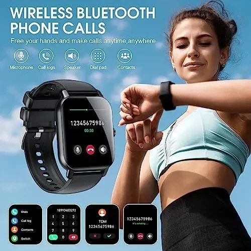 Смарт-годинник Ddidbi P66: 1.85" HD-дисплей, Bluetooth-дзвінки, крокомір та моніторинг здоров’я (Стильний чорний дизайн) - зображення 3
