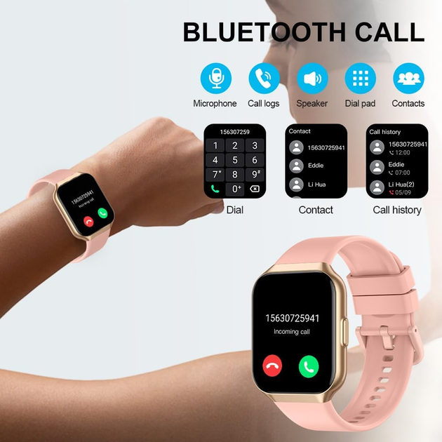 Смарт-годинник QCOQ 1.96" HD, Bluetooth дзвінки, пульс, SpO2, 110+ спортивних режимів, фітнес-трекер для Android та iOS - зображення 4