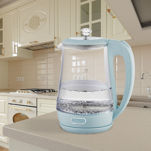 Електрочайник 1,7л 1850-2200W скло (диск) блакитний MR-052-BLUE Maestro - изображение 2
