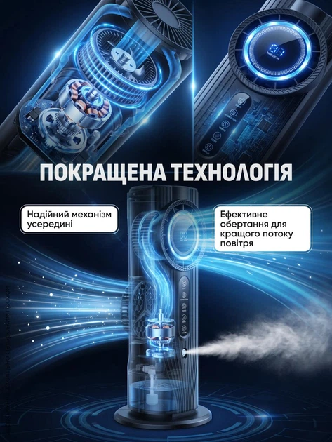 Настольный вентилятор портативный с увлажнителем воздуха USB безлопастный охладитель персональный мини-кондиционер LED-подсветка для дома офиса спальни рабочего стола - изображение 3