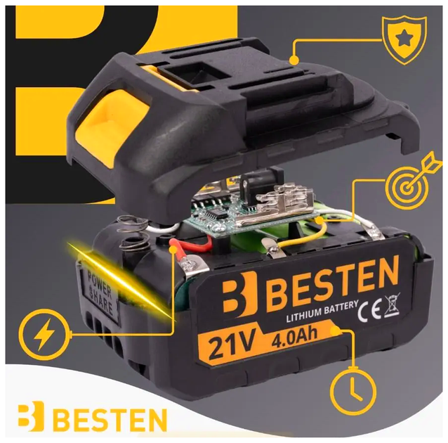 Аккумуляторный шуруповёрт крутящий момент 350 Н·м для дома 1 шт Besten LS-2935 - изображение 3