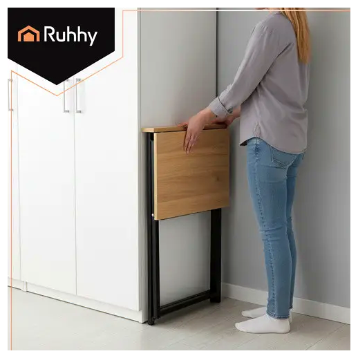 Складной компактный деревянный стол 80х75х40 см для дома черный Ruhhy LS-0777 - изображение 4