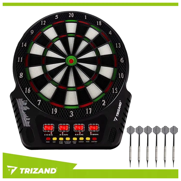 Электронная мишень для дартса 1 16 игроков 27 игр 6 дротиков Trizand LS-0543 - изображение 2