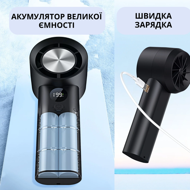 Портативный турбо-вентилятор Turbo Handheld Fan T60 с USB зарядкой - Фото 7 Портативный турбо-вентилятор Turbo Handheld Fan T60 с USB зарядкой - изображение 7