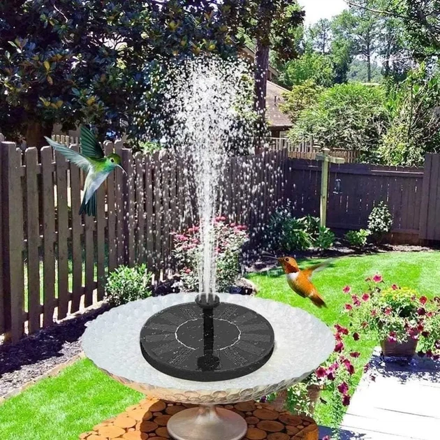 Фонтан садовий Solar Fountain плаваючий на сонячній батареї з акумулятором 1200 мА 6 насадок 2.8 Вт для ставка 16 см Чорний - зображення 10