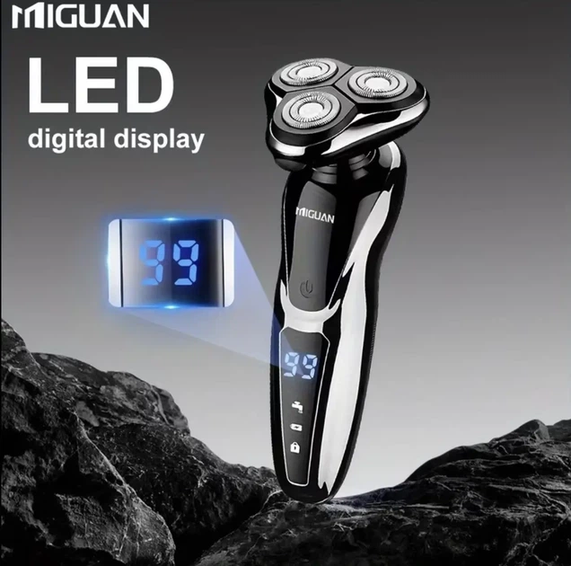 Электробритва MIGUAN S-1288 3в1 аккумуляторная с триммером и насадкой для ухода за носом, роторная мужская бритва с LED-дисплеем - Фото 1 Электробритва MIGUAN S-1288 3в1 аккумуляторная с триммером и насадкой для ухода за носом, роторная мужская бритва с LED-дисплеем - изображение 1