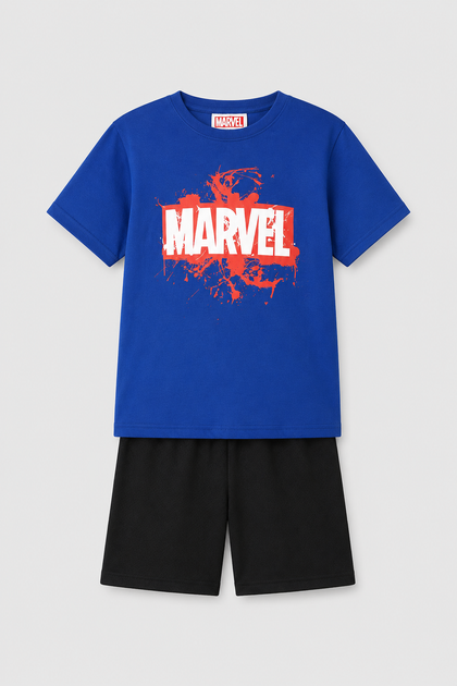 Летний сет, пижама для мальчика Marvel — футболка и шорты Primark Синий с черным 10-11 лет (146 см) Код: 3006lnt blue-black M - Фото 1 Летний сет, пижама для мальчика Marvel — футболка и шорты Primark Синий с черным 10-11 лет (146 см) Код: 3006lnt blue-black M - изображение 1