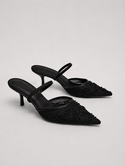 Слингбэки с вышивкой, туфли в стиле Zara Женские Meideli Черный 37 (24 см) Код: F566 black - Фото 3 Слингбэки с вышивкой, туфли в стиле Zara Женские Meideli Черный 37 (24 см) Код: F566 black - изображение 3