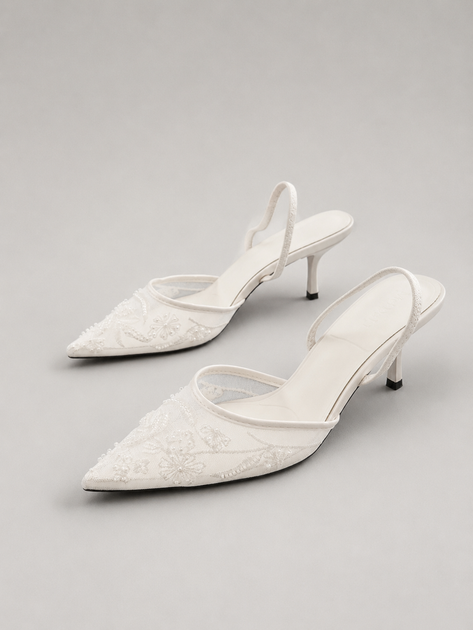 Слингбэки с вышивкой, туфли в стиле Zara Женские Meideli Белый 37 (24 см) Код: F566 white - Фото 4 Слингбэки с вышивкой, туфли в стиле Zara Женские Meideli Белый 37 (24 см) Код: F566 white - изображение 4
