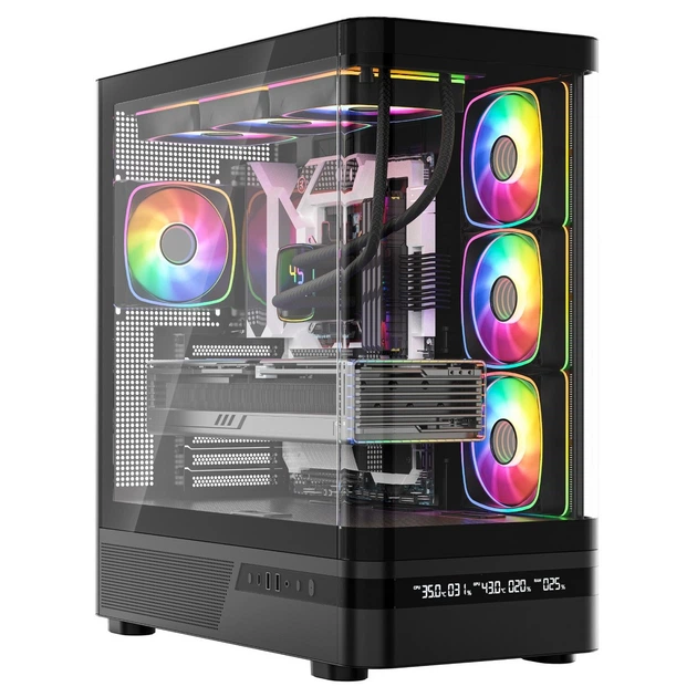Корпус Modecom VOLCANO AQ200 ARGB MIDI FRONT LCD, 4x120mm fans BLACK без БП ATX - изображение 5