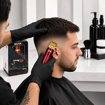 Триммер для барберов и парикмахеров BaByliss PRO Skeleton Red FX профессиональный для бороды, окантовки и фейда, бесщеточный Ferrari DC мотор, T-образный DLC нож 40 мм, Zero Gap, Li-Ion аккумулятор, EDM Technology, 7200 об/мин (EZ96XF) - изображение 5