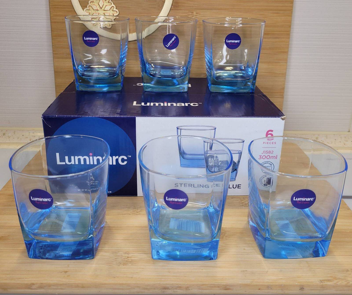 Набір склянок низьких 300 мл - 6 шт Sterling Ice Blue Luminarc J1582 - Фото 4 Набір склянок низьких 300 мл - 6 шт Sterling Ice Blue Luminarc J1582 - зображення 4