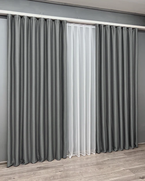 Комплект готовых штор VR-Textil Шенил однотонный № 1592ш Серый 150х270 см 2 шт (33-0557) - Фото 4 Комплект готовых штор VR-Textil Шенил однотонный № 1592ш Серый 150х270 см 2 шт (33-0557) - изображение 4