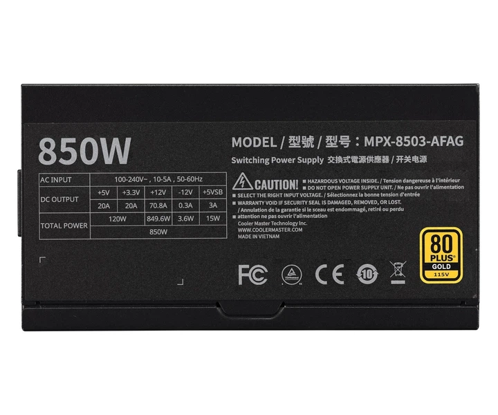 Блок питания Cooler Master GX II Gold 850W ATX 3.1 850W 80+ Gold Full Modular (MPX-8503-AFAG-2EBEU) EU - изображение 8