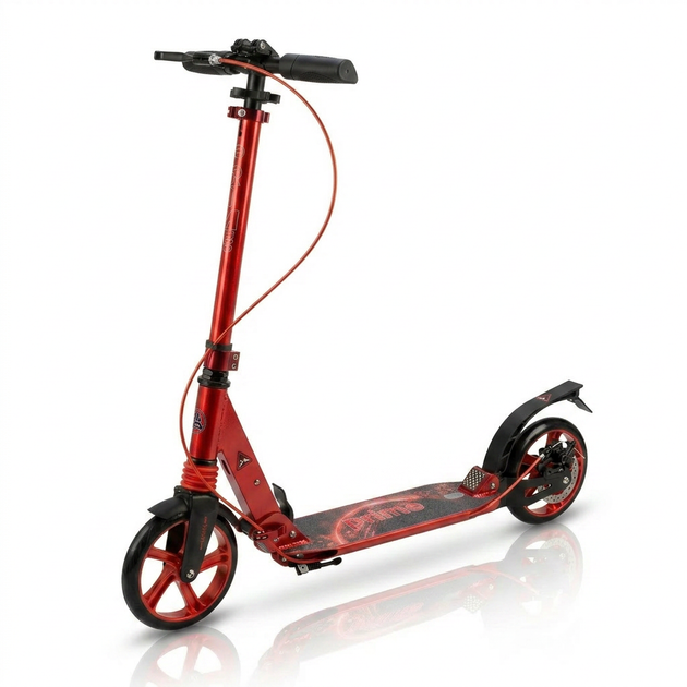 Самокат двухколесный складной с колесами 200мм и дисковым тормозом Scooter Prime 1364 Red-Black - изображение 3