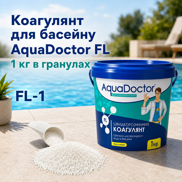 Засіб для усунення мутності води AquaDoctor флокулянт у гранулах 1 кг - Фото 2 Засіб для усунення мутності води AquaDoctor флокулянт у гранулах 1 кг - изображение 2